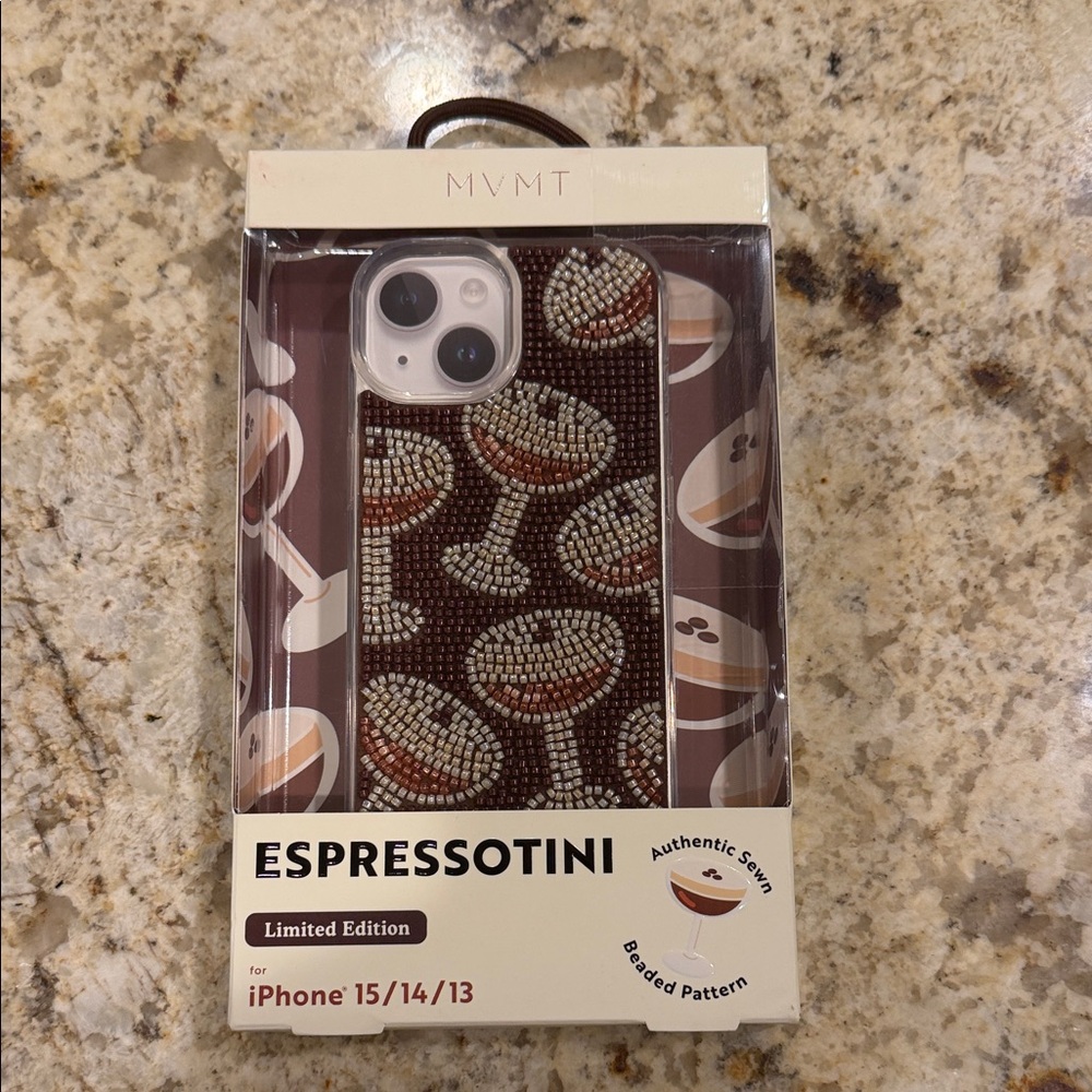 MVMT Espressotini Beaded iPhone Case 15/14/13 - Espresso Brown and Cream